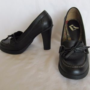 Black Leather Oxford Style Pumps Shoes